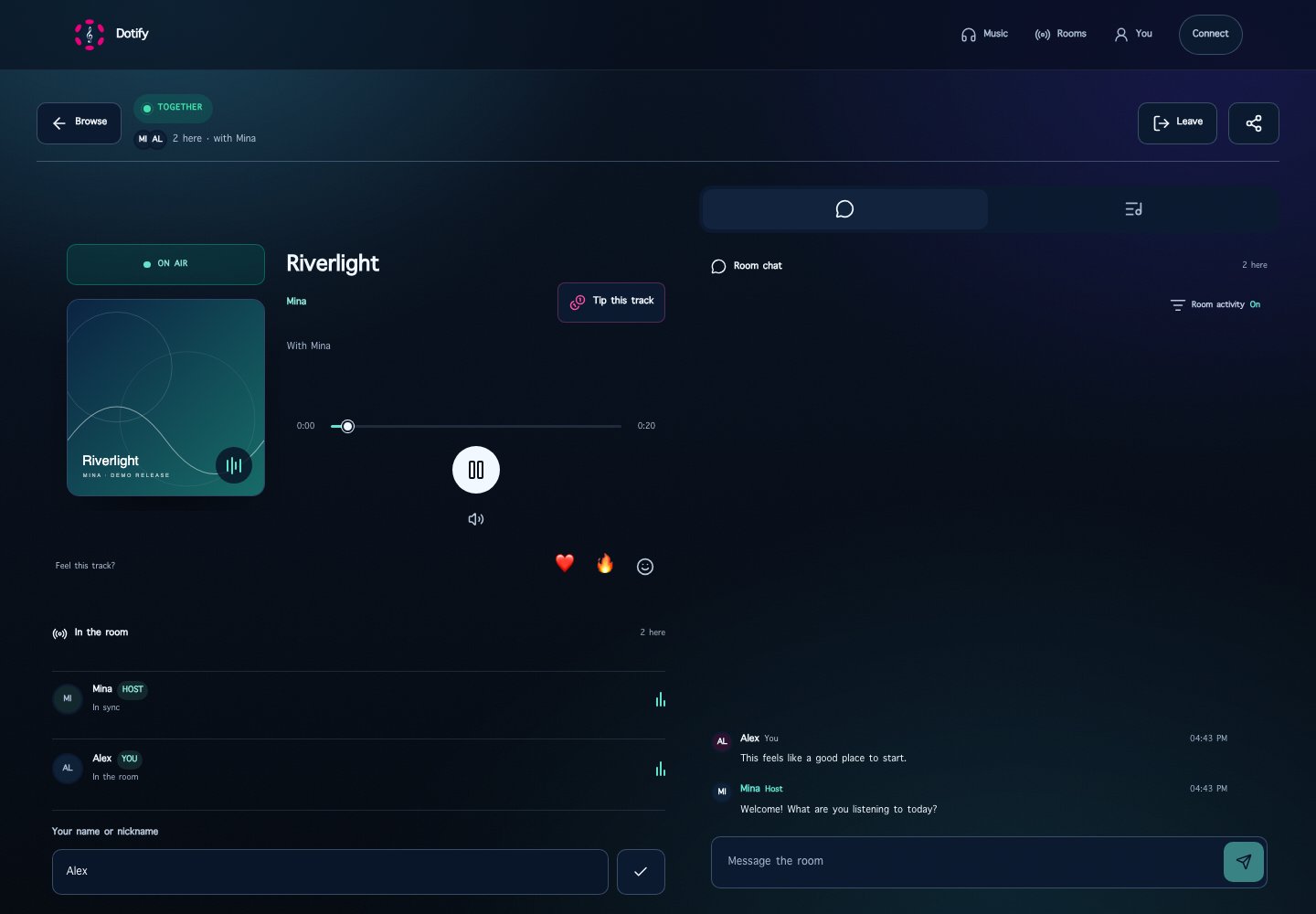 Shared player and room conversation